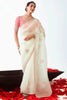 Wonderful White Border Work Organza Reception Wear Saree With Blouse