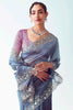 Marvelous Blue Work Organza Party Wear Saree With Blouse
