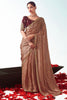 Attractive Brown Border Work Organza Wedding Wear Saree With Blouse