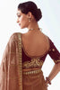 Attractive Brown Border Work Organza Wedding Wear Saree With Blouse