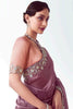 Beautiful Purple Border Work Organza Festival Wear Saree With Blouse