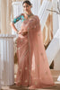 Adorable Peach Sequins Organza Event Wear Saree With Blouse