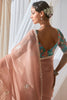 Adorable Peach Sequins Organza Event Wear Saree With Blouse