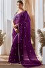Attractive Magenta Border Work Organza Reception Wear Saree With Blouse