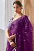Attractive Magenta Border Work Organza Reception Wear Saree With Blouse