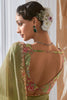 Alluring Pista Green Border Work Organza Festival Wear Saree With Blouse