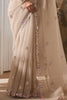 Classy Beige Organza Party Wear  Saree With Floral Printed Blouse