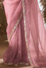 Awesome Pink Organza Engagement Wear Saree With Printed Blouse