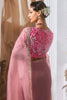 Awesome Pink Organza Engagement Wear Saree With Printed Blouse