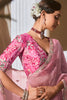 Awesome Pink Organza Engagement Wear Saree With Printed Blouse