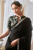 Precious Black Border Work Organza Reception Wear Saree With Printed Blouse
