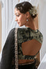 Precious Black Border Work Organza Reception Wear Saree With Printed Blouse