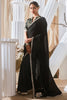 Precious Black Border Work Organza Reception Wear Saree With Printed Blouse