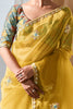 Dazzling Yellow Organza Haldi Wear Saree With Floral Printed Blouse