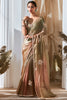 Magnetic Light Green Floral Embroidered Organza Ombre Saree With Blouse