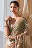 Magnetic Light Green Floral Embroidered Organza Ombre Saree With Blouse