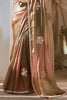 Magnetic Light Green Floral Embroidered Organza Ombre Saree With Blouse