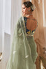 Enchanting Pastel Green Butti Work Reception Wear Saree With Blouse