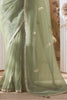 Enchanting Pastel Green Butti Work Reception Wear Saree With Blouse