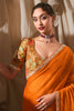 Outstanding Orange Organza Event Wear Saree With Printed Blouse