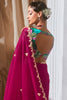 Tantalizing Hot Pink Border Work Organza Festival Wear Saree With Blouse