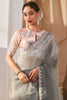 Fascinating Grey Border Work Organza Party Wear Saree With Blouse