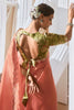 Beautiful Peach Border Work Organza Function Wear Saree With Blouse