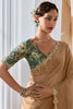 Desirable Beige Border Work Organza Reception Wear Saree With Blouse
