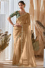 Desirable Beige Border Work Organza Reception Wear Saree With Blouse