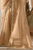 Desirable Beige Border Work Organza Reception Wear Saree With Blouse