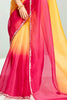 Graceful Mustard Yellow Ombre Organza Border Work Saree With Blouse