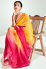 Graceful Mustard Yellow Ombre Organza Border Work Saree With Blouse
