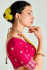 Graceful Mustard Yellow Ombre Organza Border Work Saree With Blouse