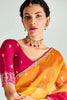 Graceful Mustard Yellow Ombre Organza Border Work Saree With Blouse