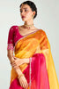 Graceful Mustard Yellow Ombre Organza Border Work Saree With Blouse