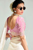 Elegant Multi-Color Border Work Organza Party Wear Saree With Blouse
