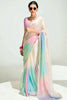 Elegant Multi-Color Border Work Organza Party Wear Saree With Blouse