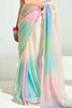 Elegant Multi-Color Border Work Organza Party Wear Saree With Blouse