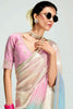 Elegant Multi-Color Border Work Organza Party Wear Saree With Blouse