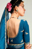 Stunning Deep Blue Border Work Organza Reception Wear Saree