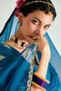 Stunning Deep Blue Border Work Organza Reception Wear Saree