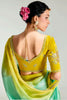 Fantastic Green Border Work Organza Event Wear Saree With Blouse