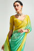 Fantastic Green Border Work Organza Event Wear Saree With Blouse