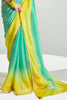 Fantastic Green Border Work Organza Event Wear Saree With Blouse