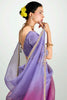 Outstanding Lilac Border Work Organza Party Wear Saree With Blouse
