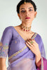Outstanding Lilac Border Work Organza Party Wear Saree With Blouse