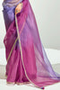 Outstanding Lilac Border Work Organza Party Wear Saree With Blouse