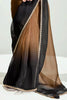 Lovely Brown & BLack Organza Reception Wear Saree With Blouse