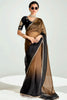 Lovely Brown & BLack Organza Reception Wear Saree With Blouse