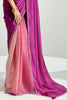 Classy Wine Border Work Organza Engagement Wear Saree